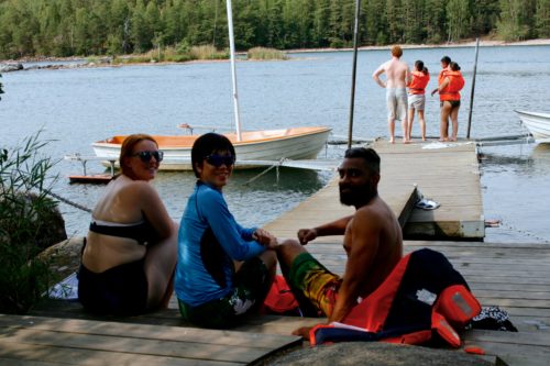 The line for trying out water skis was quite relaxed and nervous at the same time. Photo: Carolina Hawranek